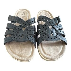 Earth Origins Leather Sandals‎ Slides Comfort Strappy Adjustable Blue 6.5M